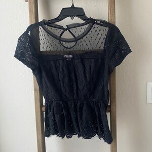 Xhiliration - black lace top